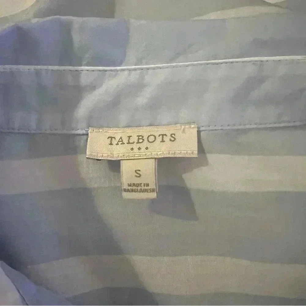 Talbots Womens Striped Button Shirt Top Long Sleeve Collar Blue an white Size S - Picture 3 of 4